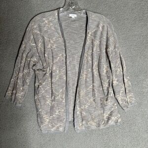 J. Jill PureJill Cardigan Sweater Womens Size‎ Small Gray White Open Front Knit